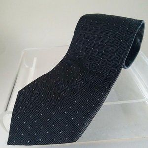 Jones New York Men's Tie Classic Black with Grey mini squares 100% imported Silk